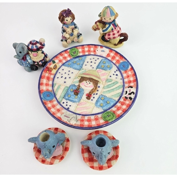 Raggedy Anne & Andy Popular Imports 1997 Ceramic Tea Set Collectors 10 pc Set - Picture 1 of 10